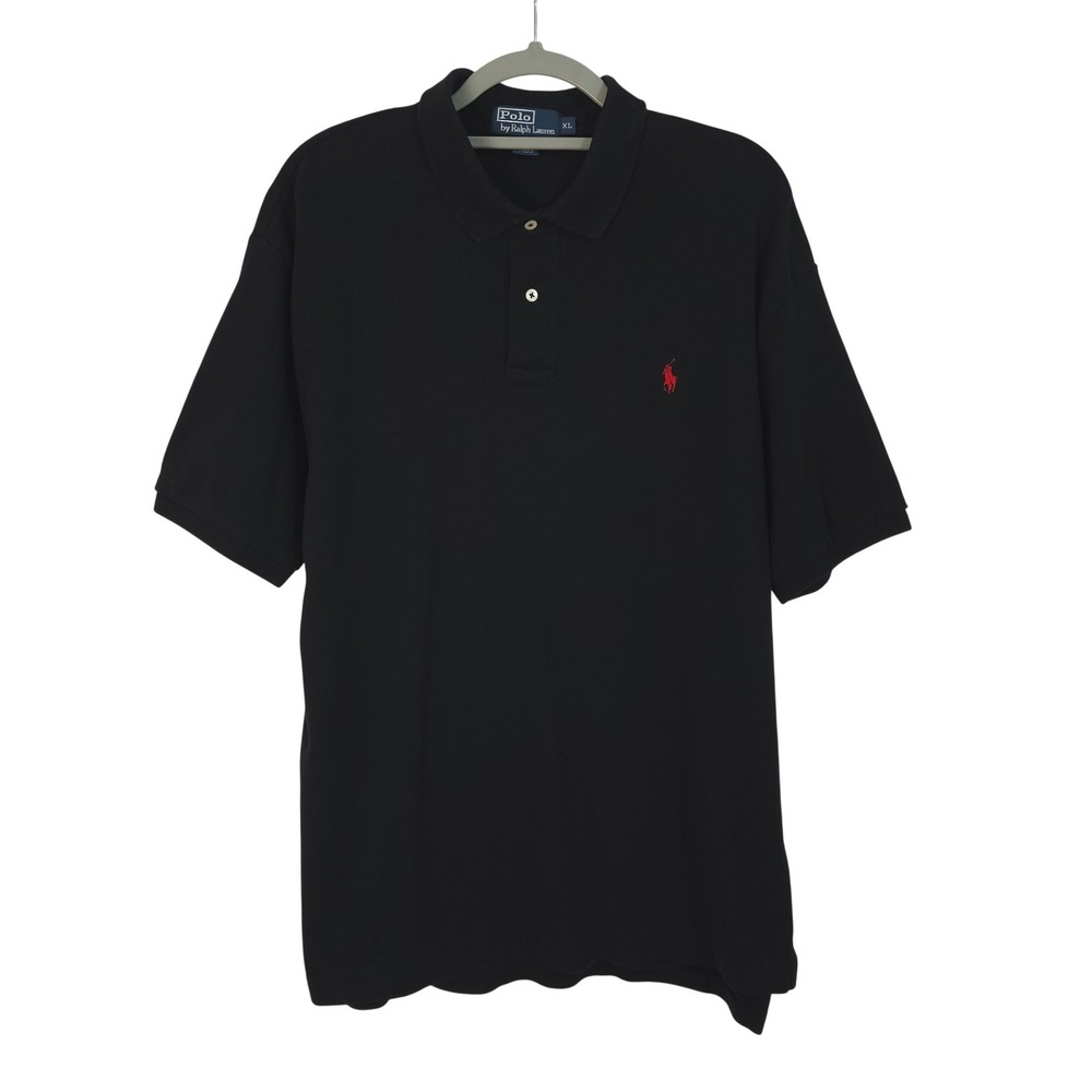 Polo Ralph Lauren Short Sleeve Soft Cotton Polo Mens XL Black Shirt Red Pony